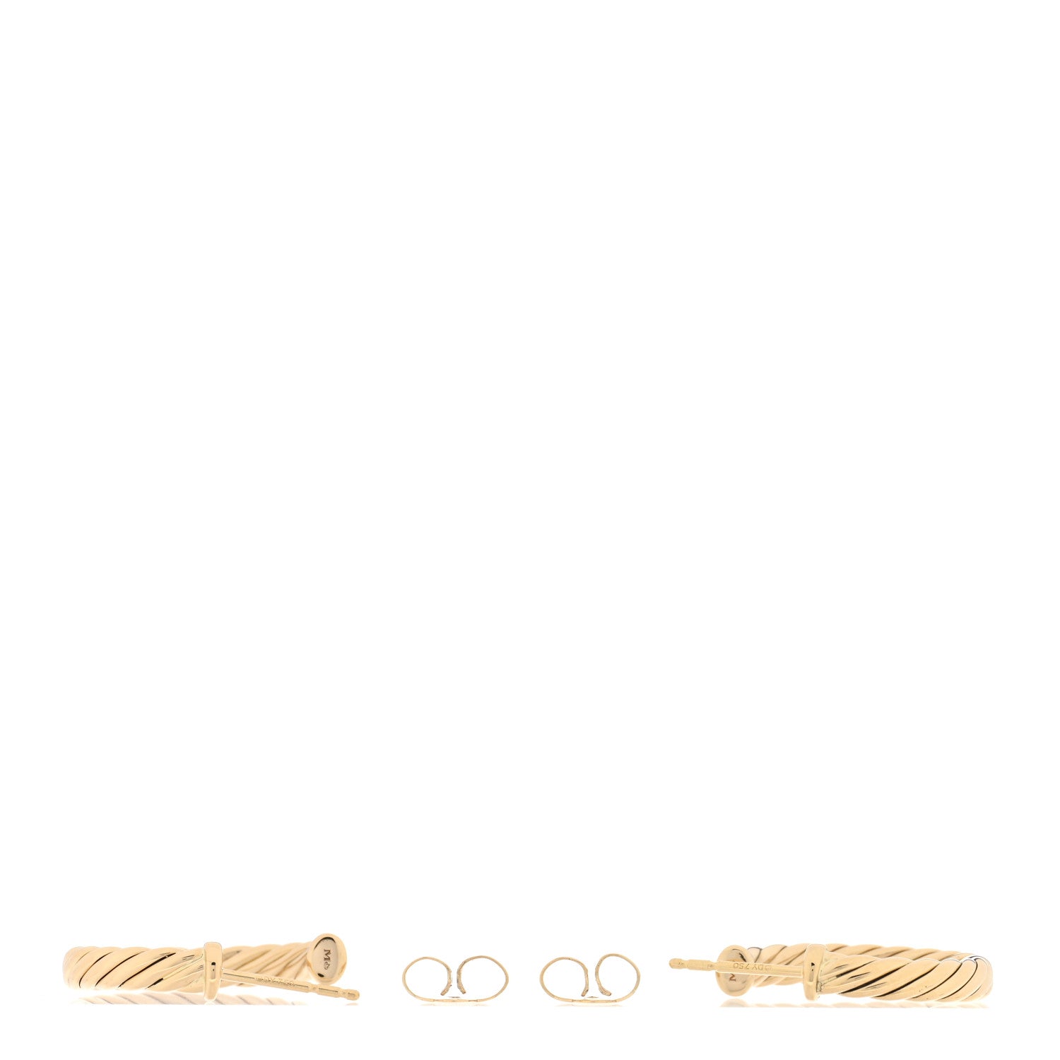 David Yurman 18K Yellow Gold Mini Cablespira Hoop Earrings 3 of 5