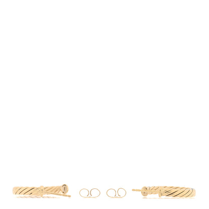 David Yurman 18K Yellow Gold Mini Cablespira Hoop Earrings 3 of 5
