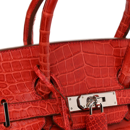 Hermes Matte Porosus Crocodile Birkin 35 Bougainvillea 12 of 12