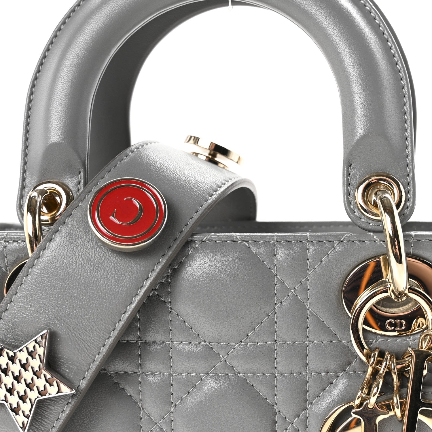 Christian Dior Lambskin Cannage Small My Lucky Badges My Lady Dior Grey 7 of 9