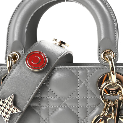 Christian Dior Lambskin Cannage Small My Lucky Badges My Lady Dior Grey 7 of 9