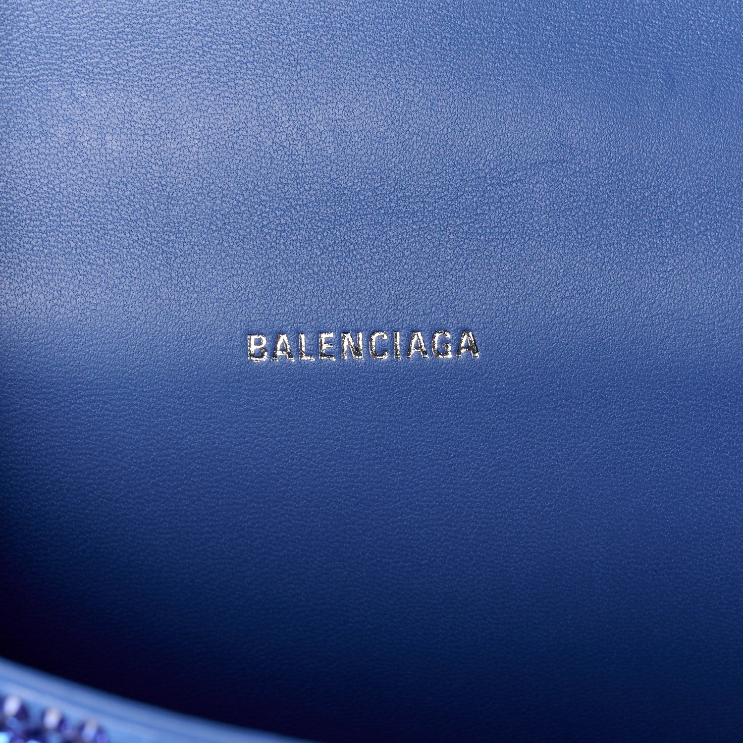 Balenciaga Strass Suede Hourglass Top Handle Bag XS Electric Blue 6 of 12