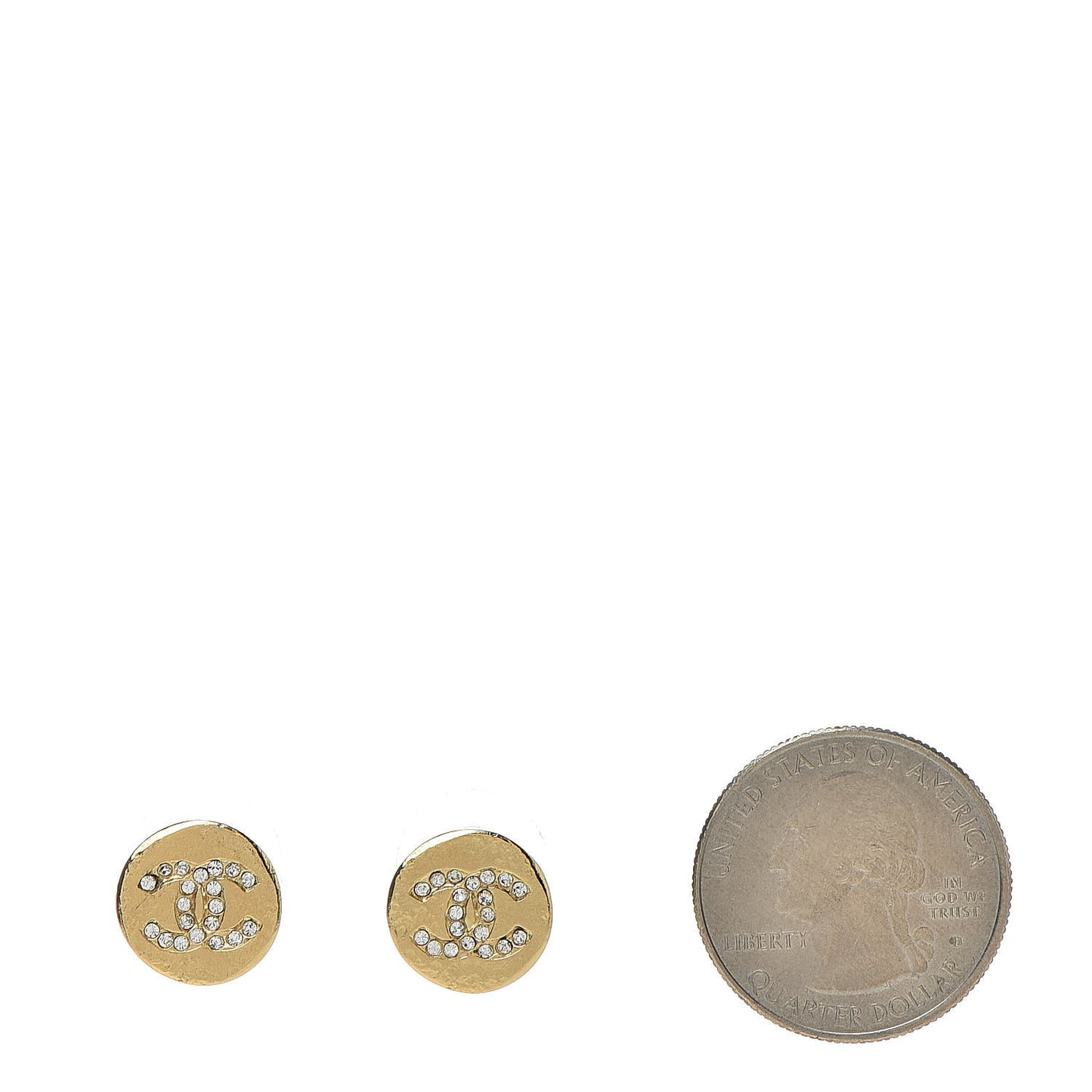 Crystal CC Stud Earrings Gold