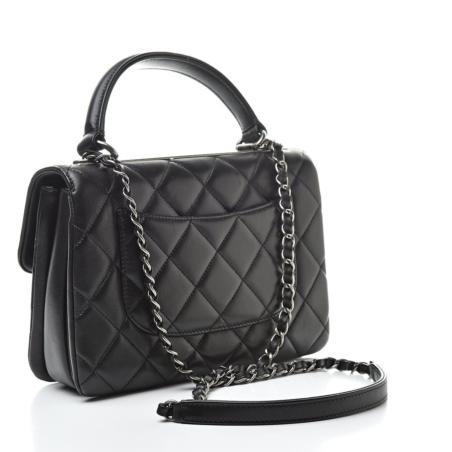 Lambskin Quilted Small Trendy CC Dual Handle Flap Bag Black