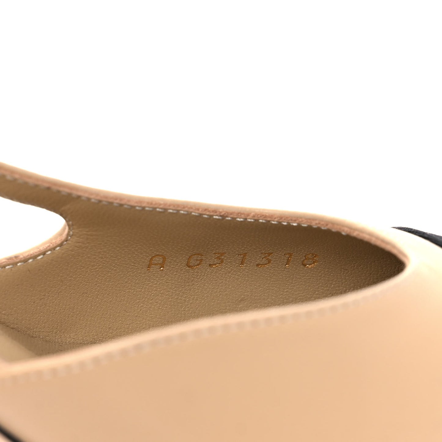 Goatskin Grosgrain Cap Toe CC Slingback Pumps 37.5 Beige Black