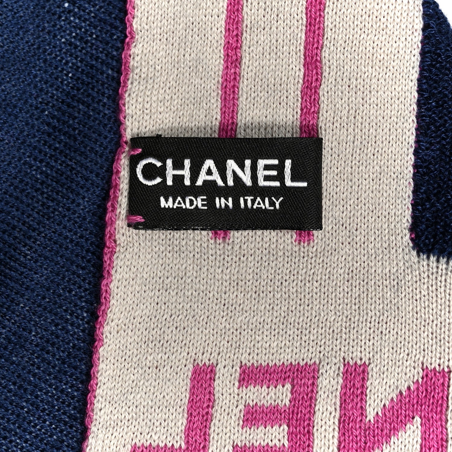 Chanel Cashmere Silk Cotton Knit CC Scarf Blue Pink White 3 of 3