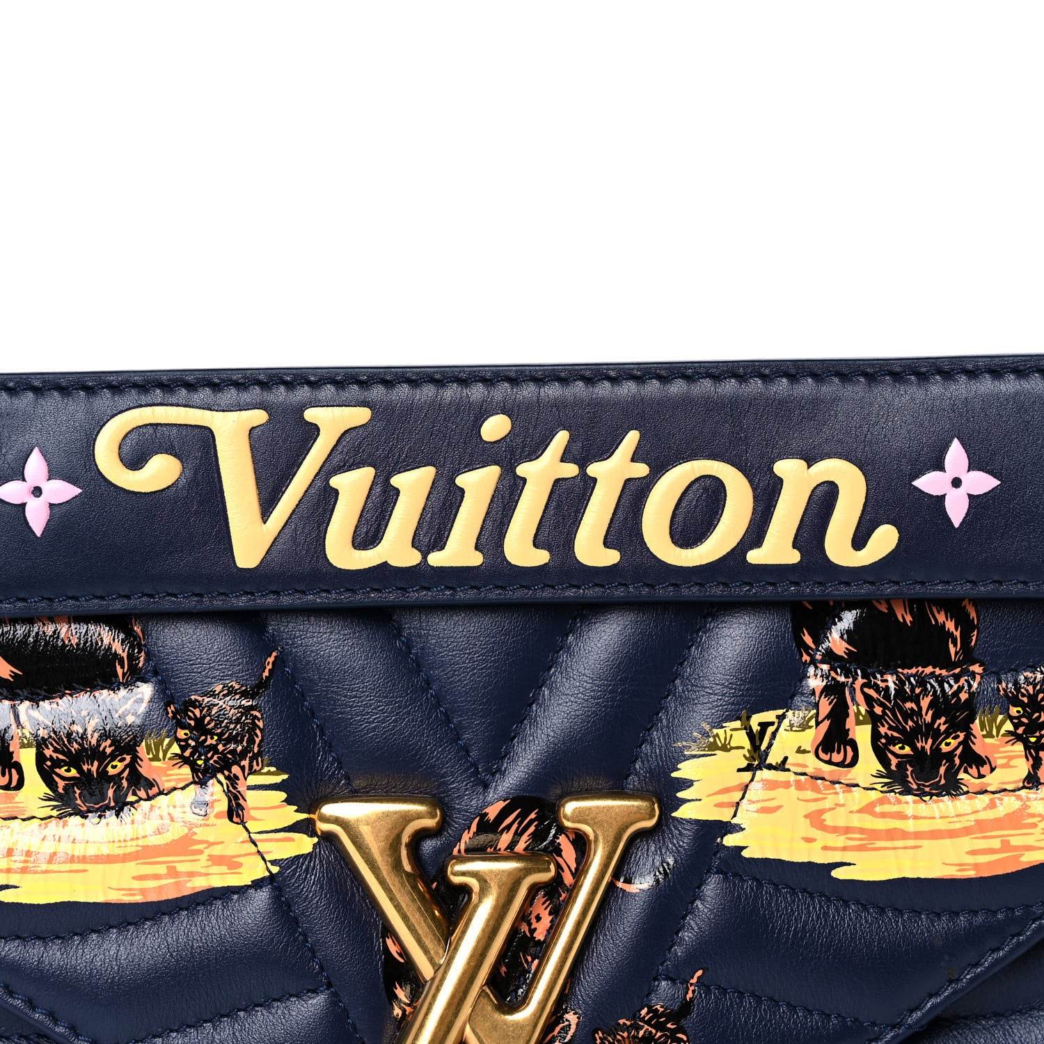 Louis Vuitton Calfskin Leopard Print New Wave Chain MM Navy 8 of 10