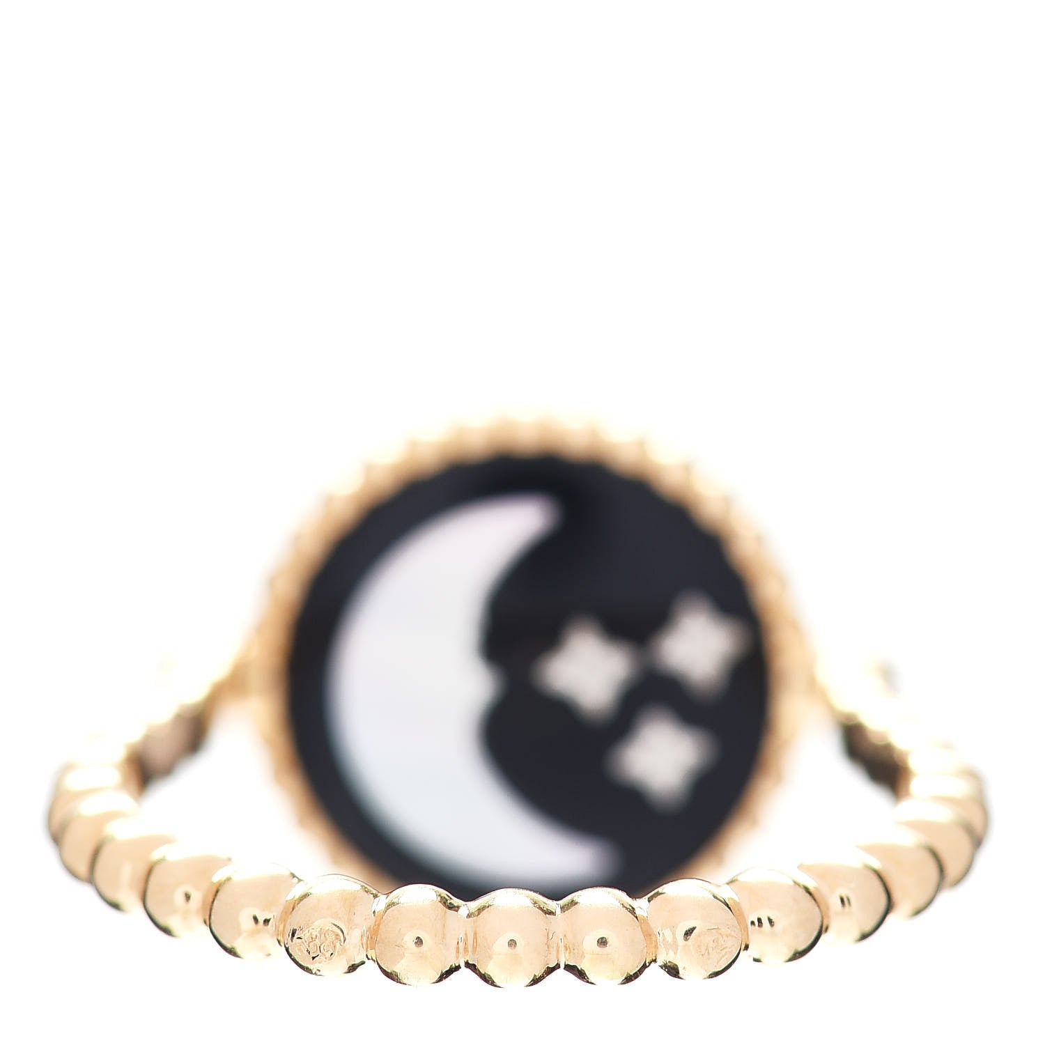 Christian Dior 18K Yellow White Gold Diamond Black Onyx Mother of Pearl Rose Celeste Ring 52 6 5 of 7