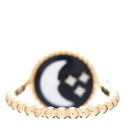 Christian Dior 18K Yellow White Gold Diamond Black Onyx Mother of Pearl Rose Celeste Ring 52 6 5 of 7