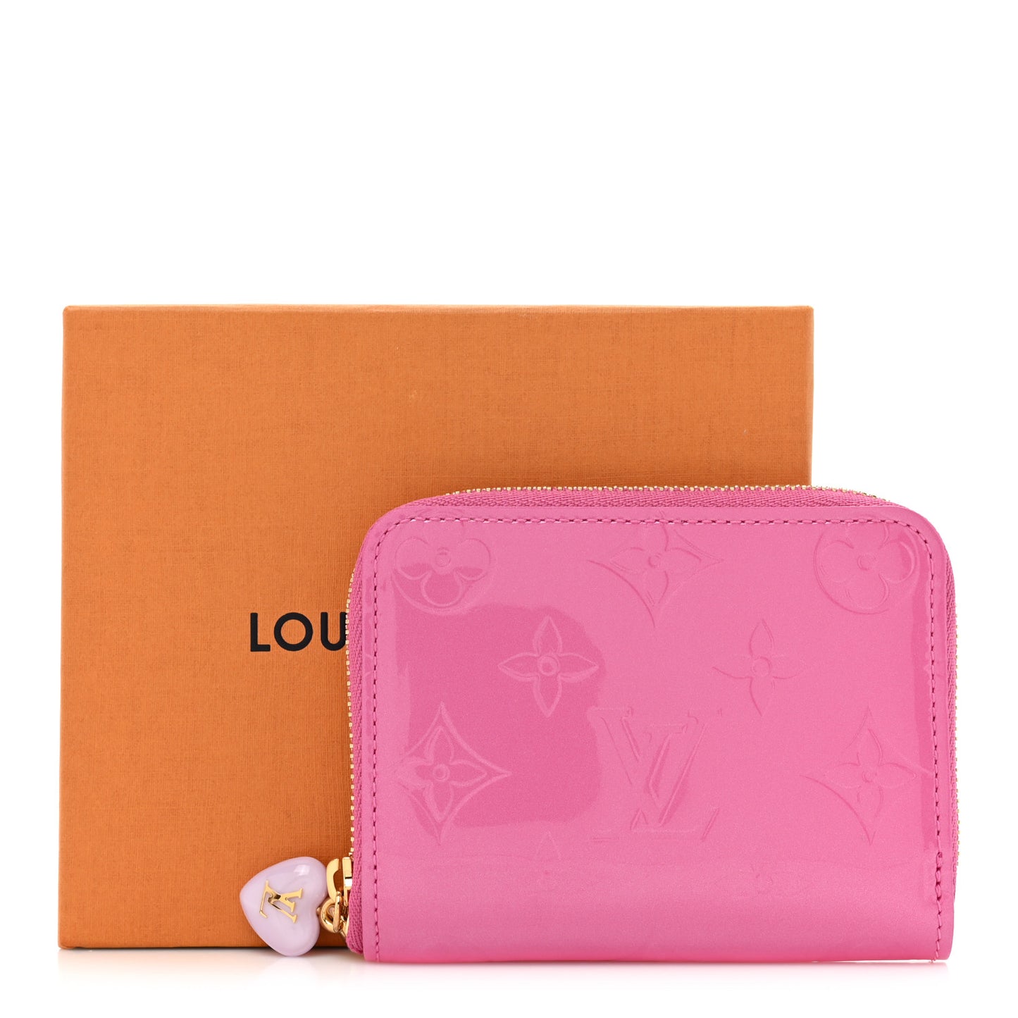 Vernis Enamel Heart Zippy Coin Purse Neon Pink