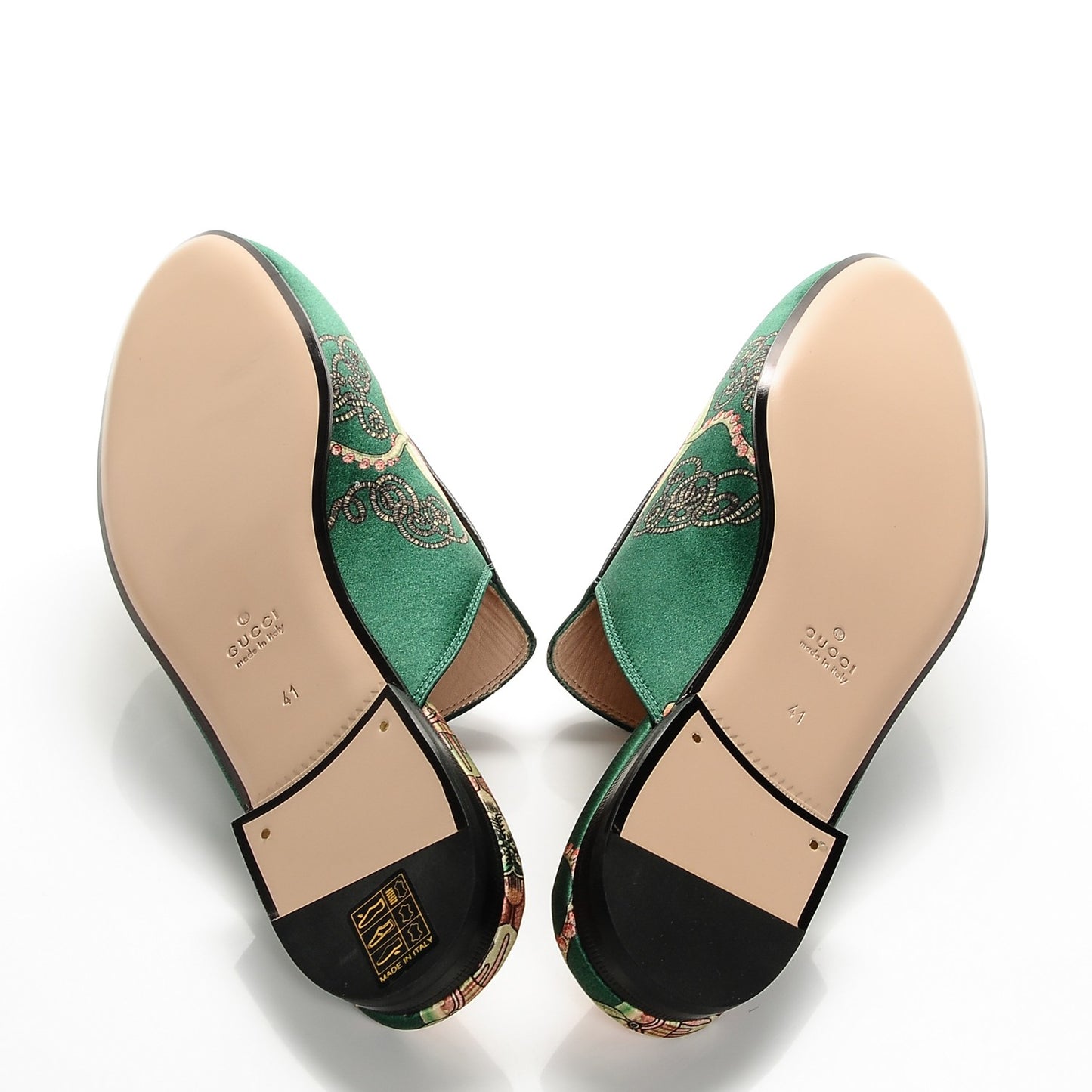 Satin Sea Lace Malaga Kid Womens Princetown Slippers 41 Gucci Bright Green Black