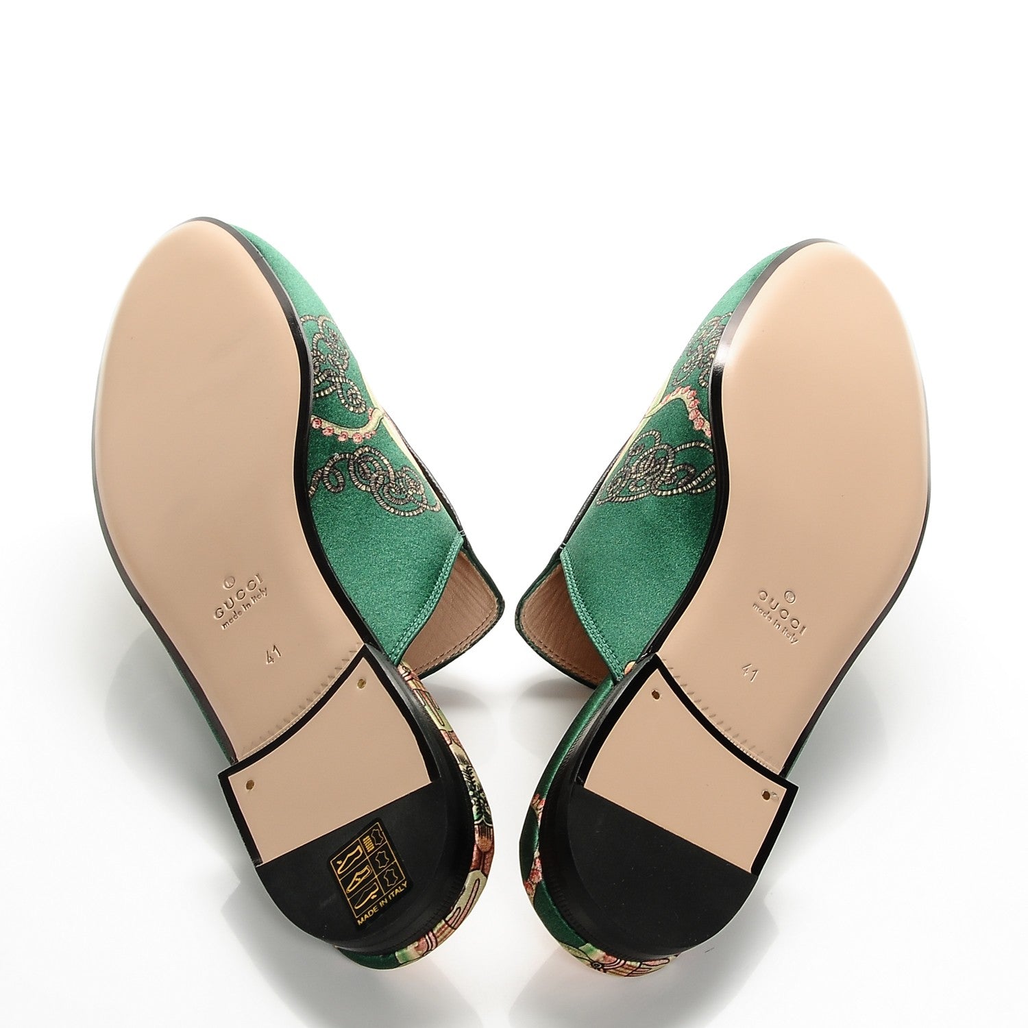 Gucci Satin Sea Lace Malaga Kid Womens Princetown Slippers 41 Gucci Bright Green Black 5 of 8