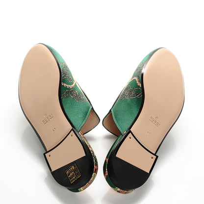 Gucci Satin Sea Lace Malaga Kid Womens Princetown Slippers 41 Gucci Bright Green Black 5 of 8