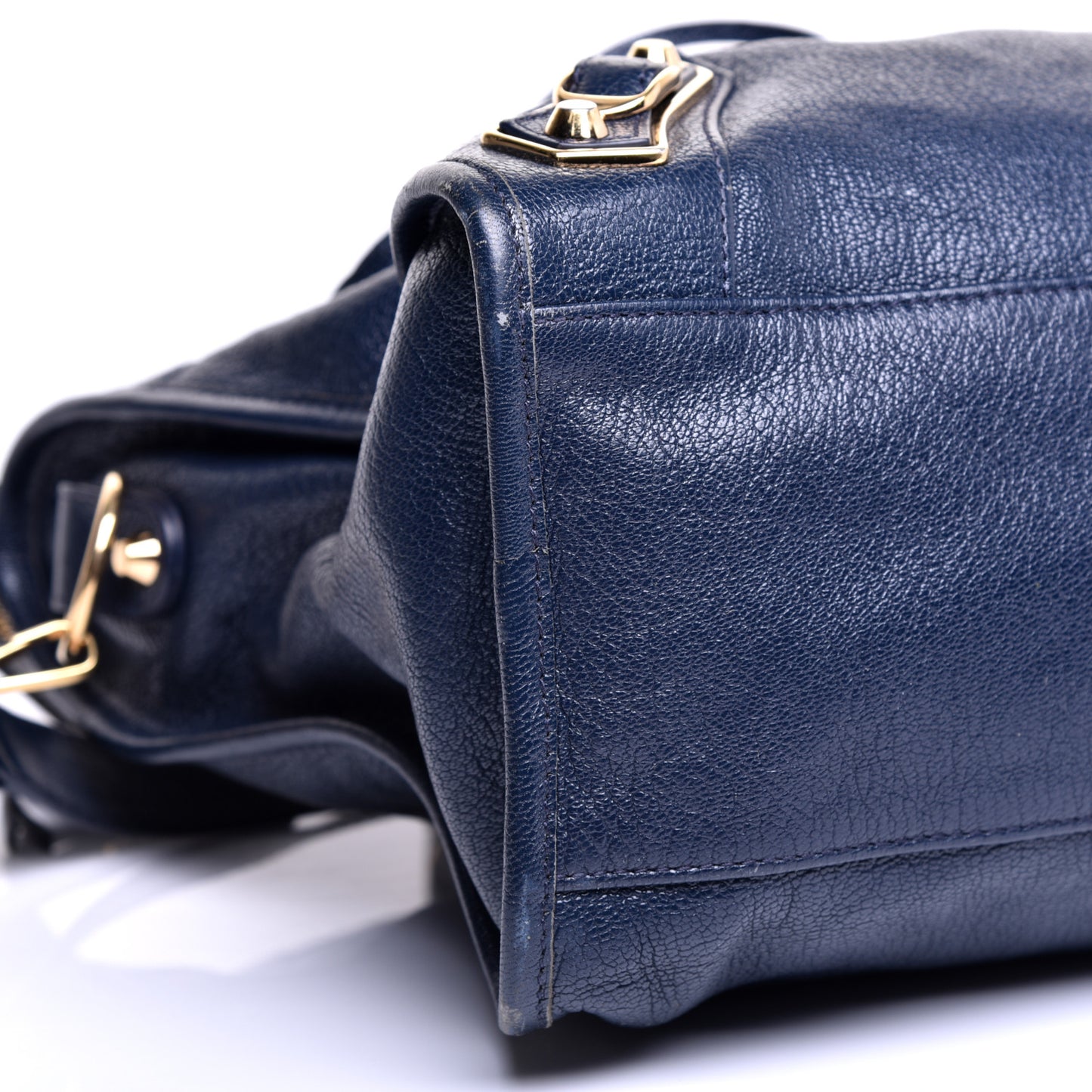 Chevre Gold Metallic Edge Hardware City Bleu Nuit Dark Sea