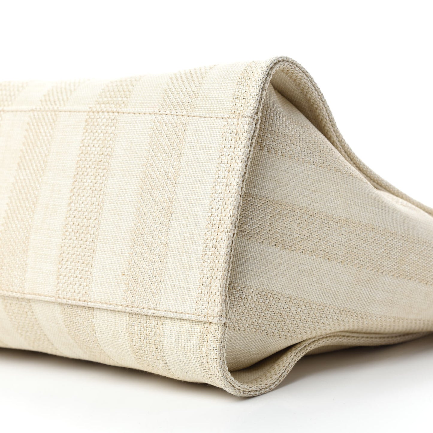 Mixed Fibers Striped Medium Deauville Tote Beige
