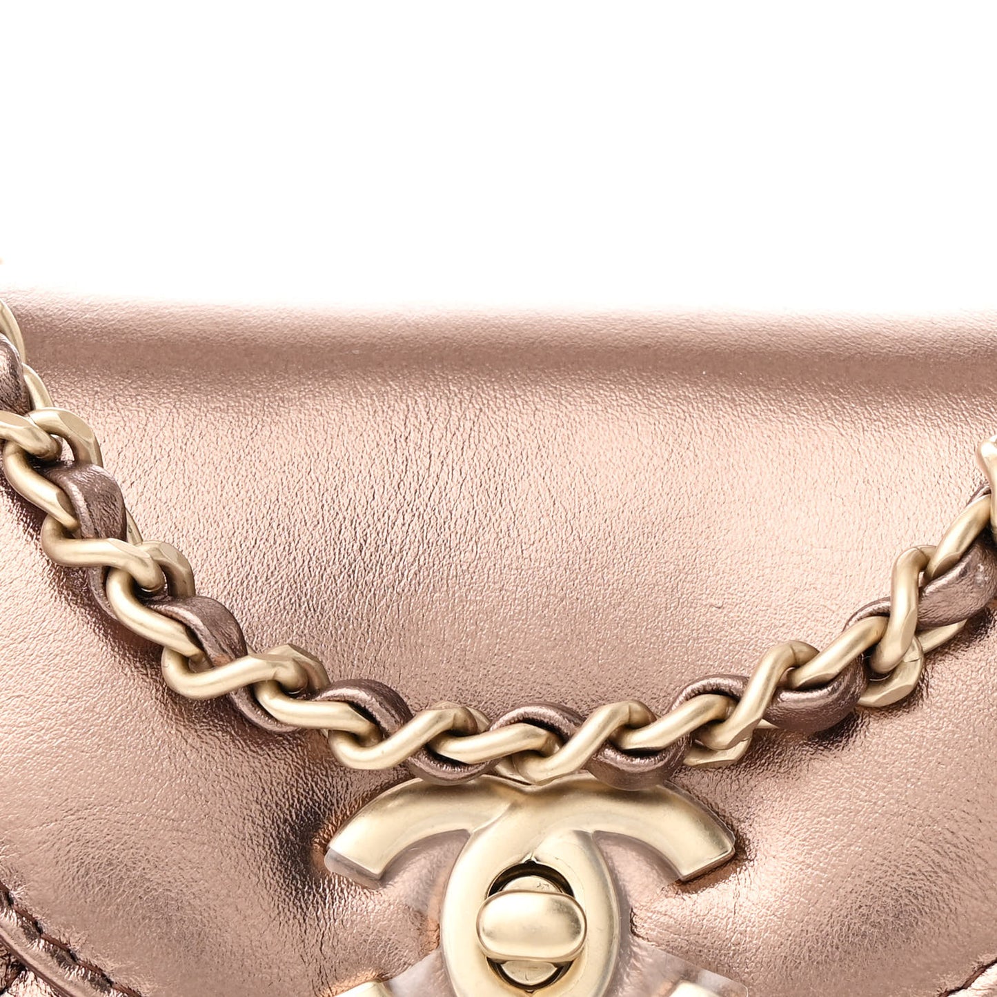 Metallic Aged Calfskin Quilted Nano Kelly Shopper Light Brown