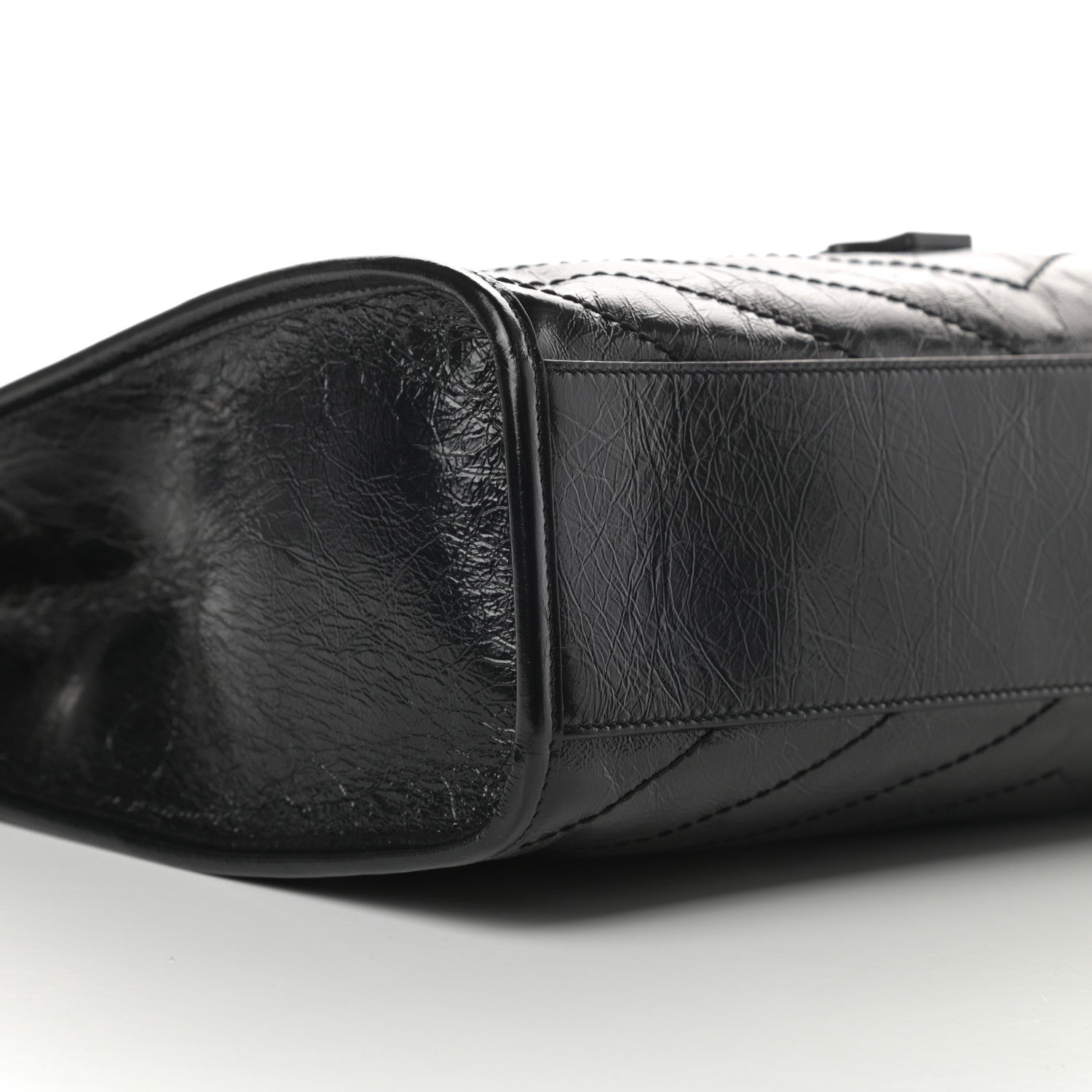 Saint Laurent Crinkled Calfskin Matelasse Monogram Medium Niki Shopper Tote Black 9 of 11