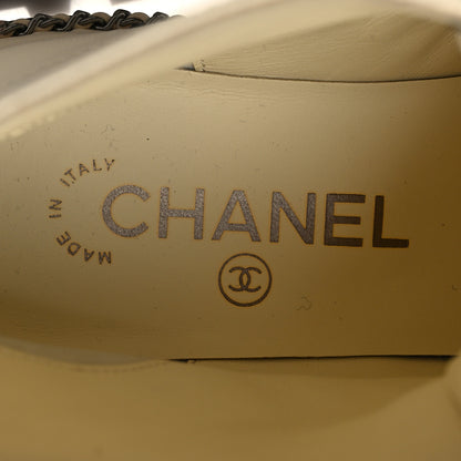Chanel Lambskin Pearl Combat Short Boots 35.5 Ivory Black 8 of 9