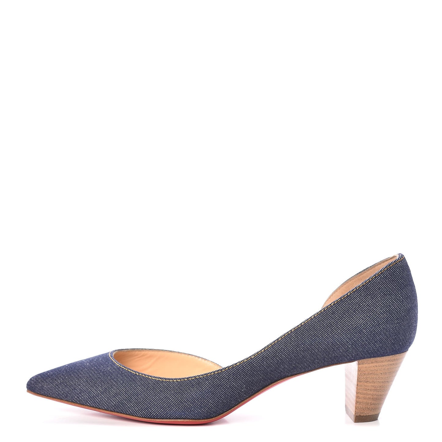Denim Cuoio Karera 45 Pumps 38.5 Blue Beige Lucido
