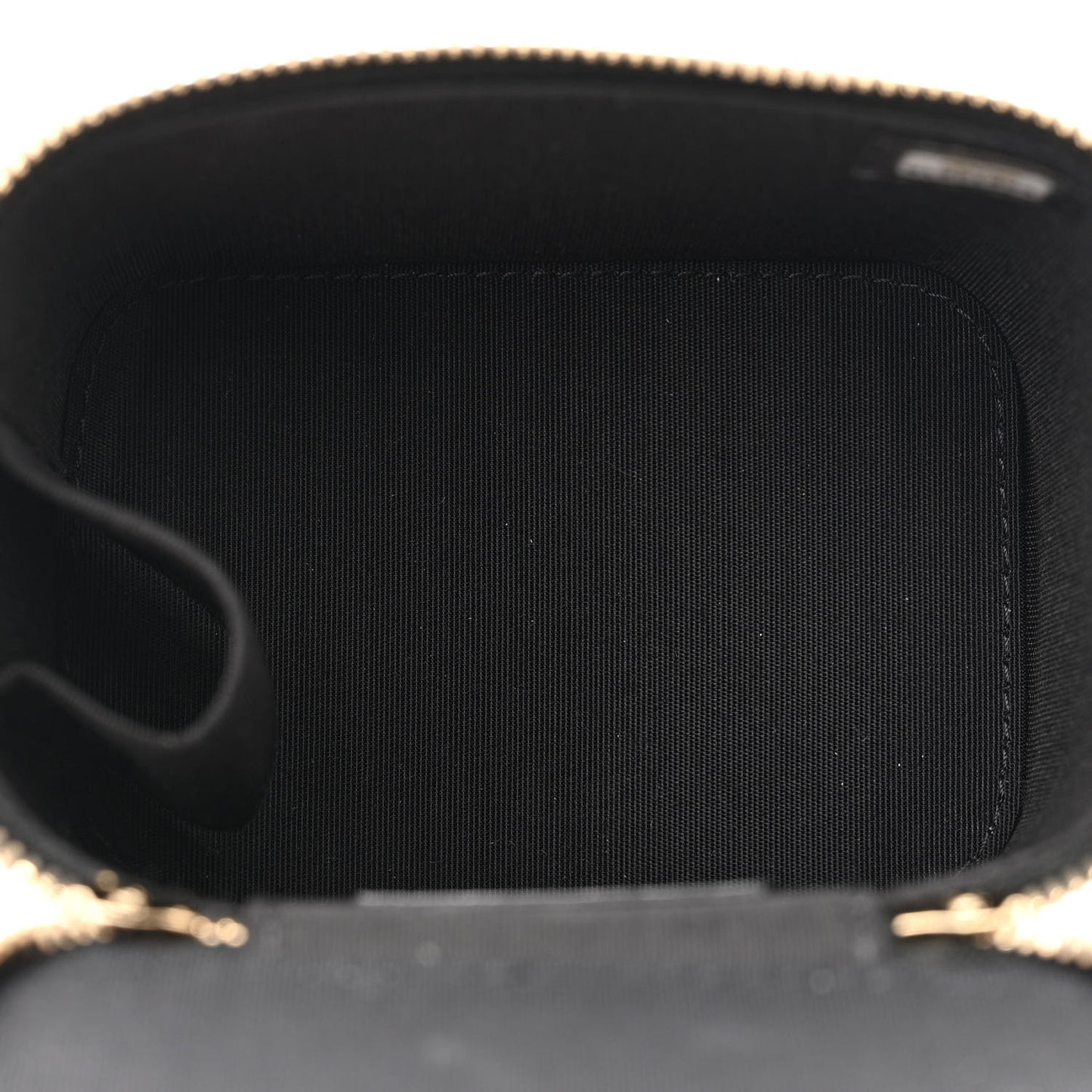 Lambskin Quilted Top Handle Mini Vanity Case With Chain Black