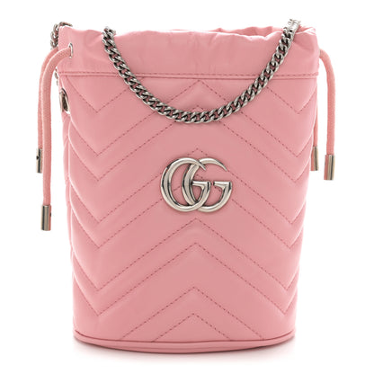 Gucci Calfskin Matelasse Mini GG Marmont 2.0 Bucket Bag Wild Rose 1 of 10