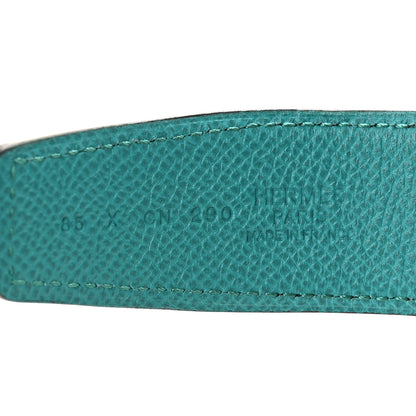 Hermes Swift Epsom 32mm H Belt 85 34 Gold Bleu Paon 5 of 8