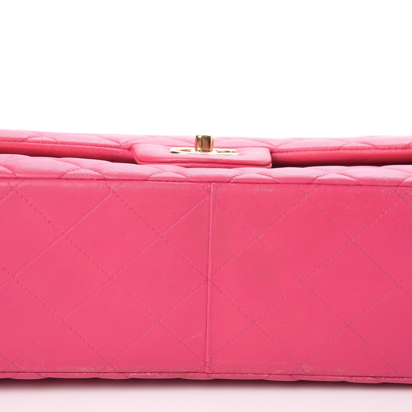 Lambskin Quilted Jumbo Double Flap Dark Pink