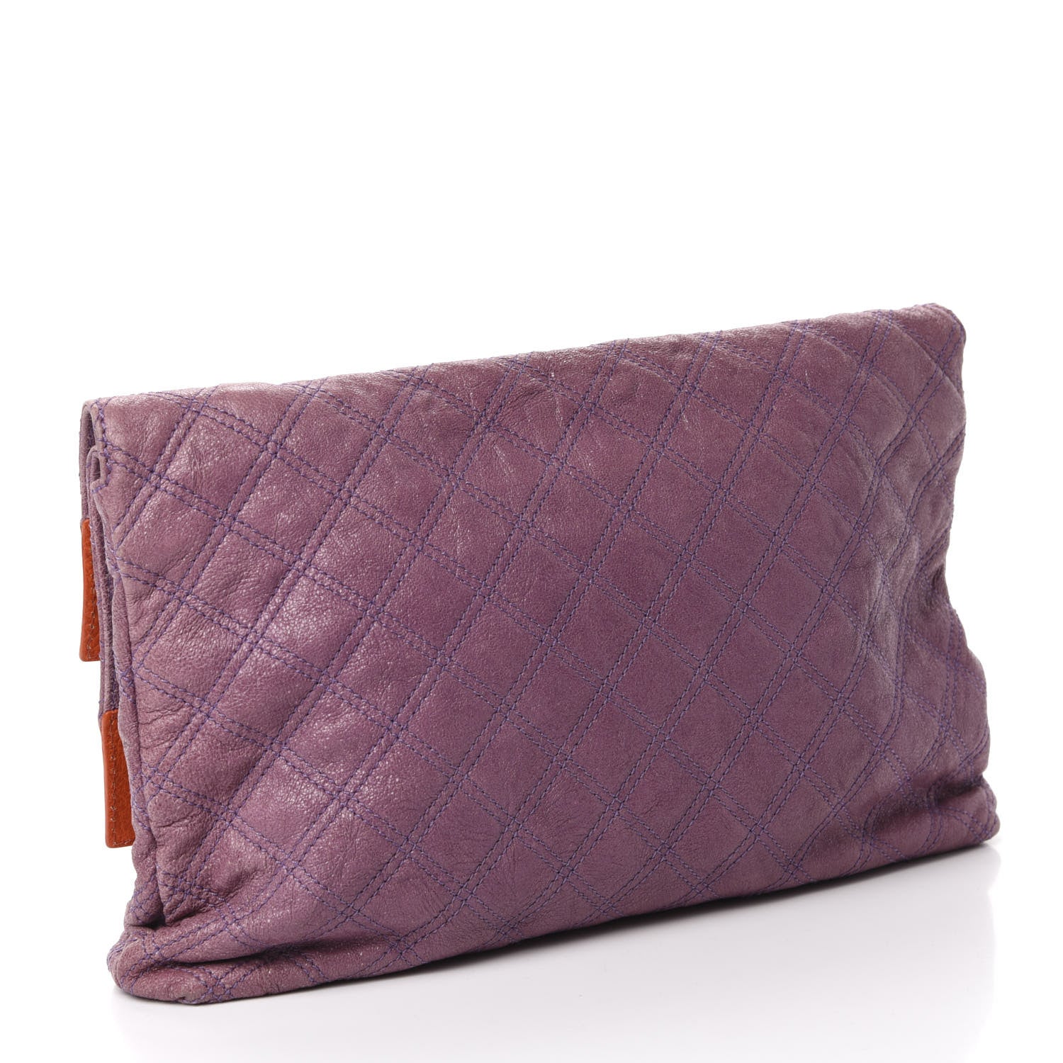 Marc Jacobs Calfskin Quilted Clutch Purple Orange 4 of 10