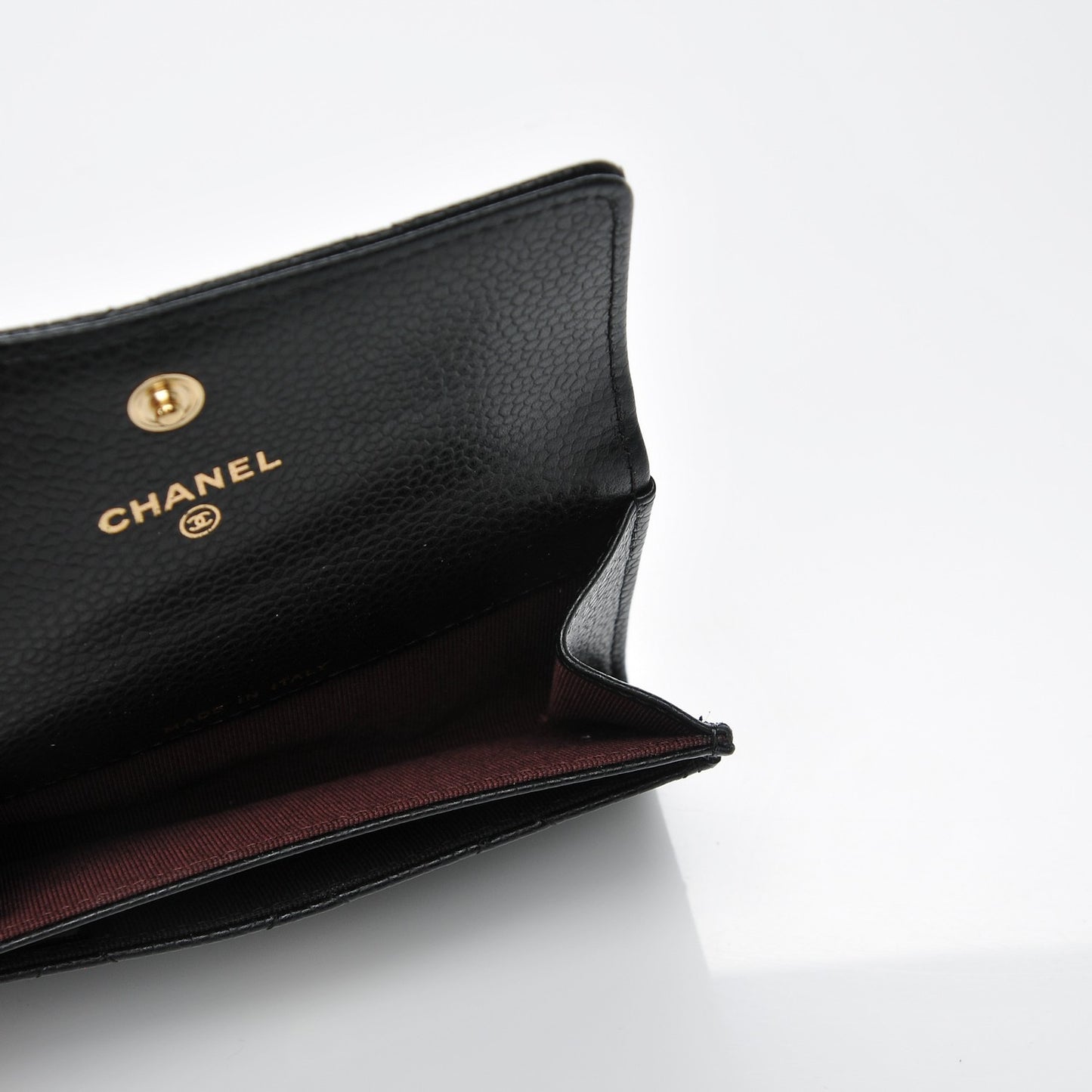 Caviar Quilted Flap Card Holder Black