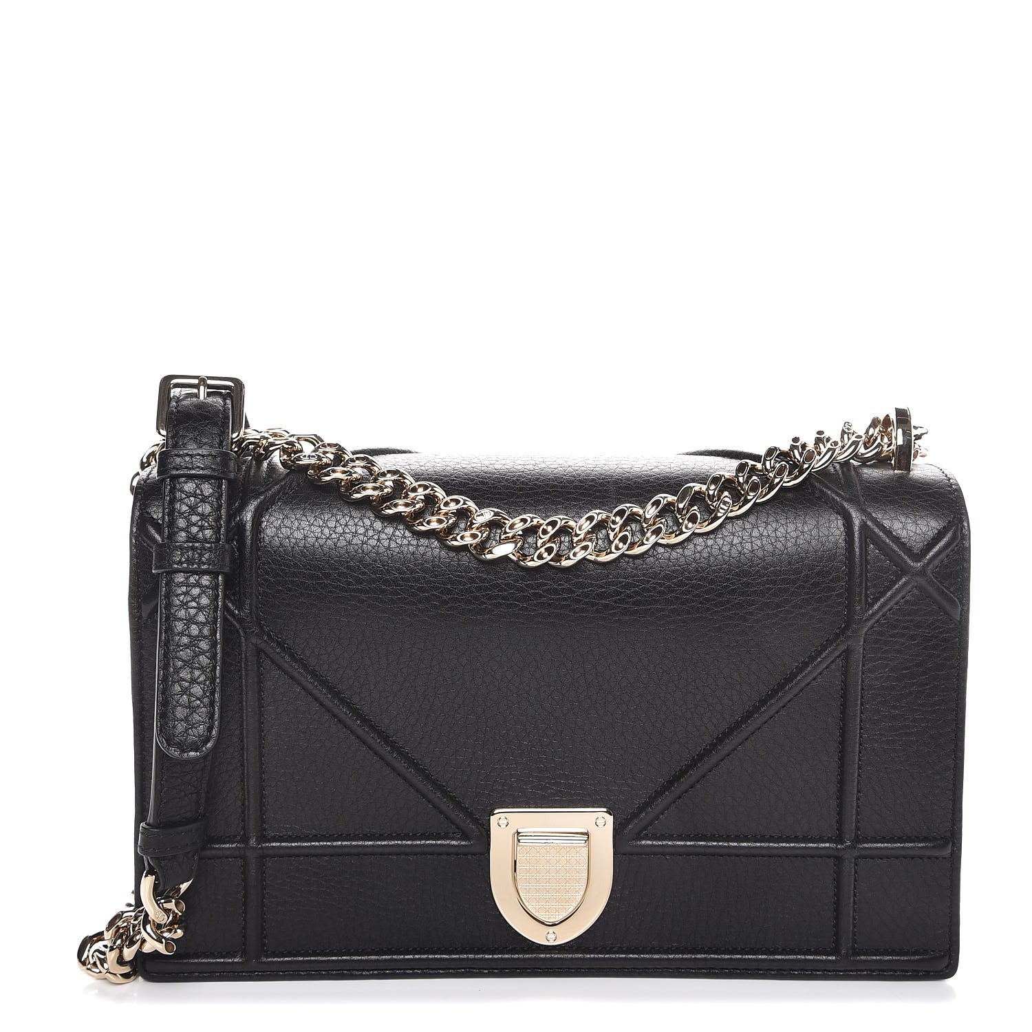 Christian Dior Grained Calfskin Medium Diorama Flap Bag Black 1 of 8