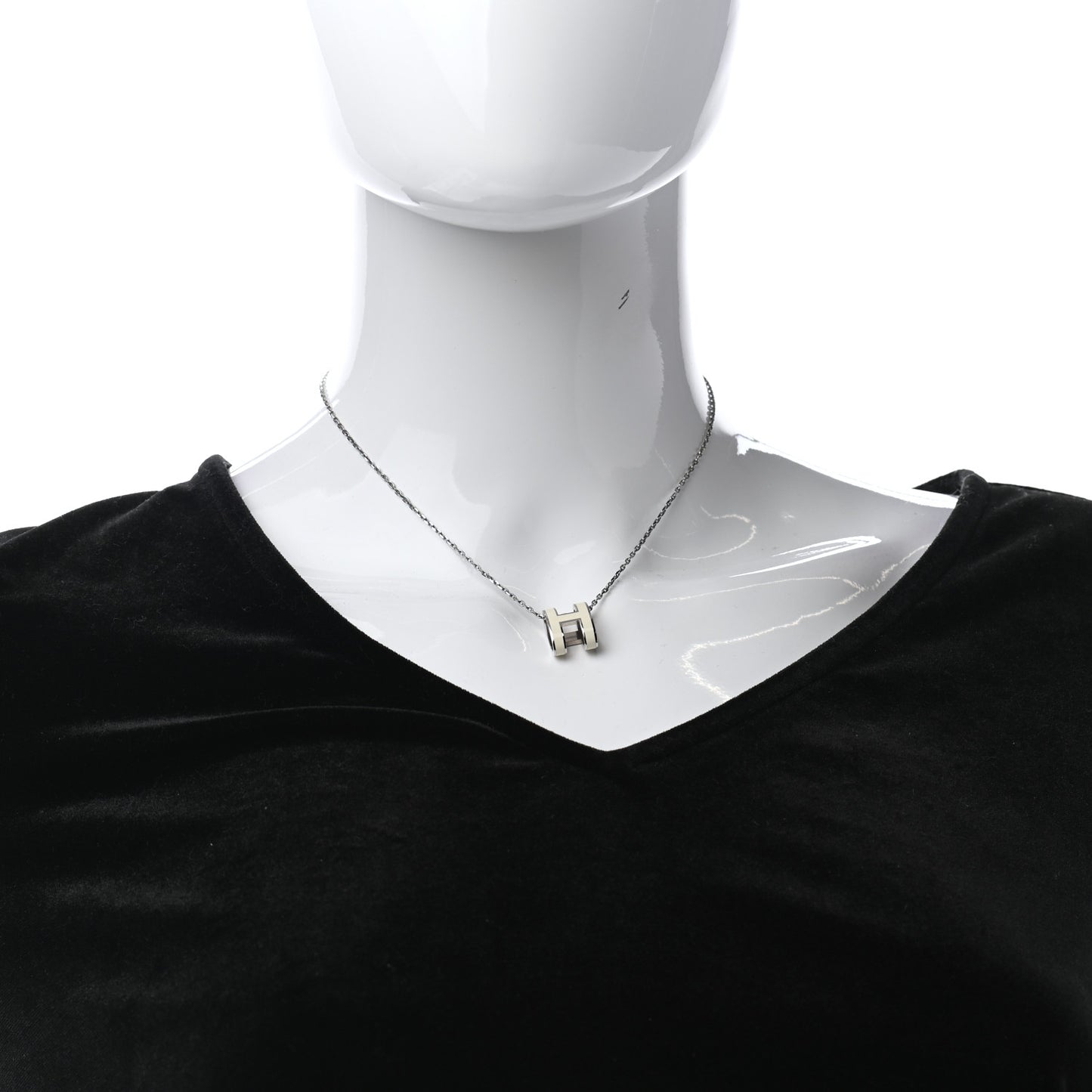 Lacquered Palladium Pop H Pendant Necklace White