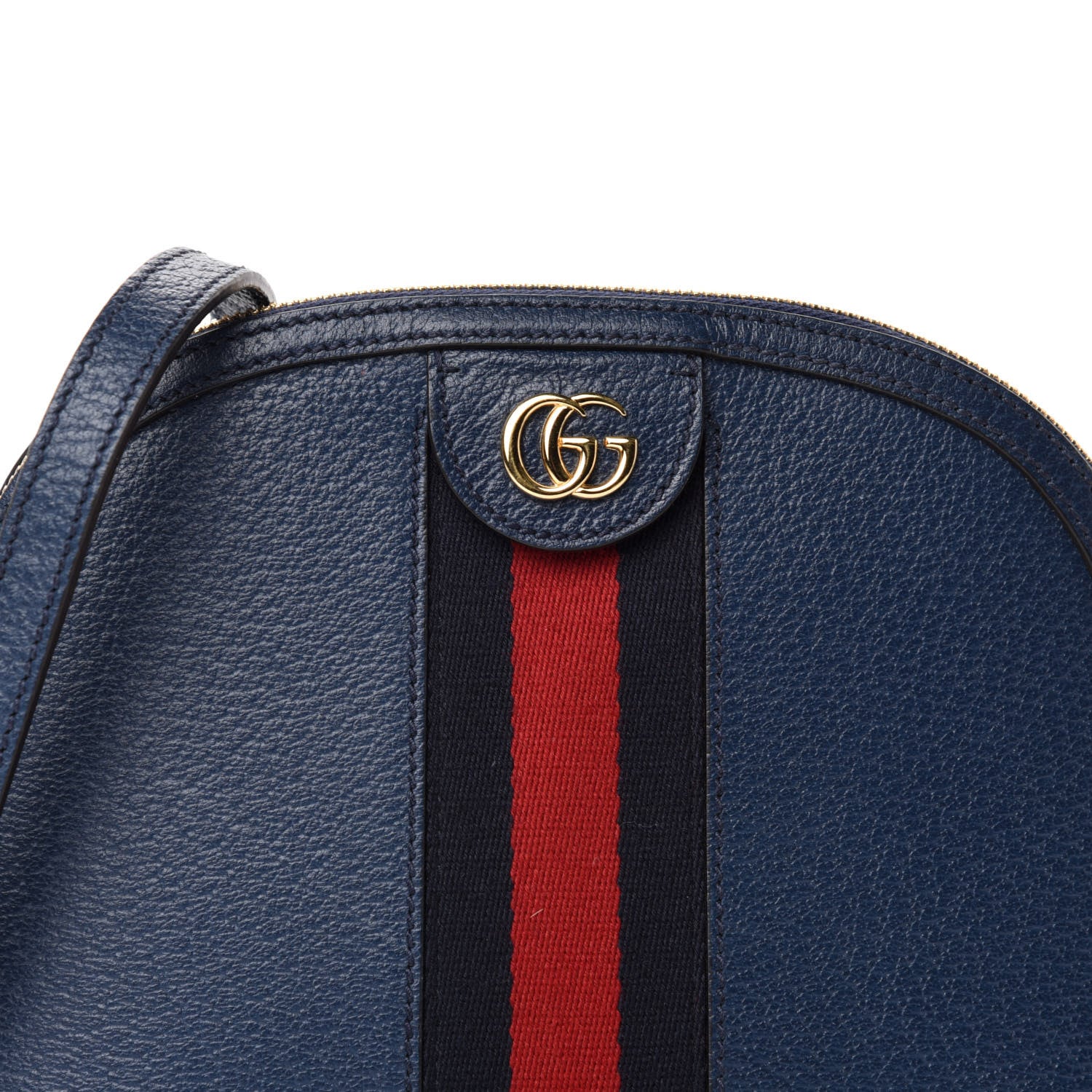 Gucci Textured Dollar Calfskin Web Small Ophidia Dome Shoulder Bag Blue Agata 11 of 11