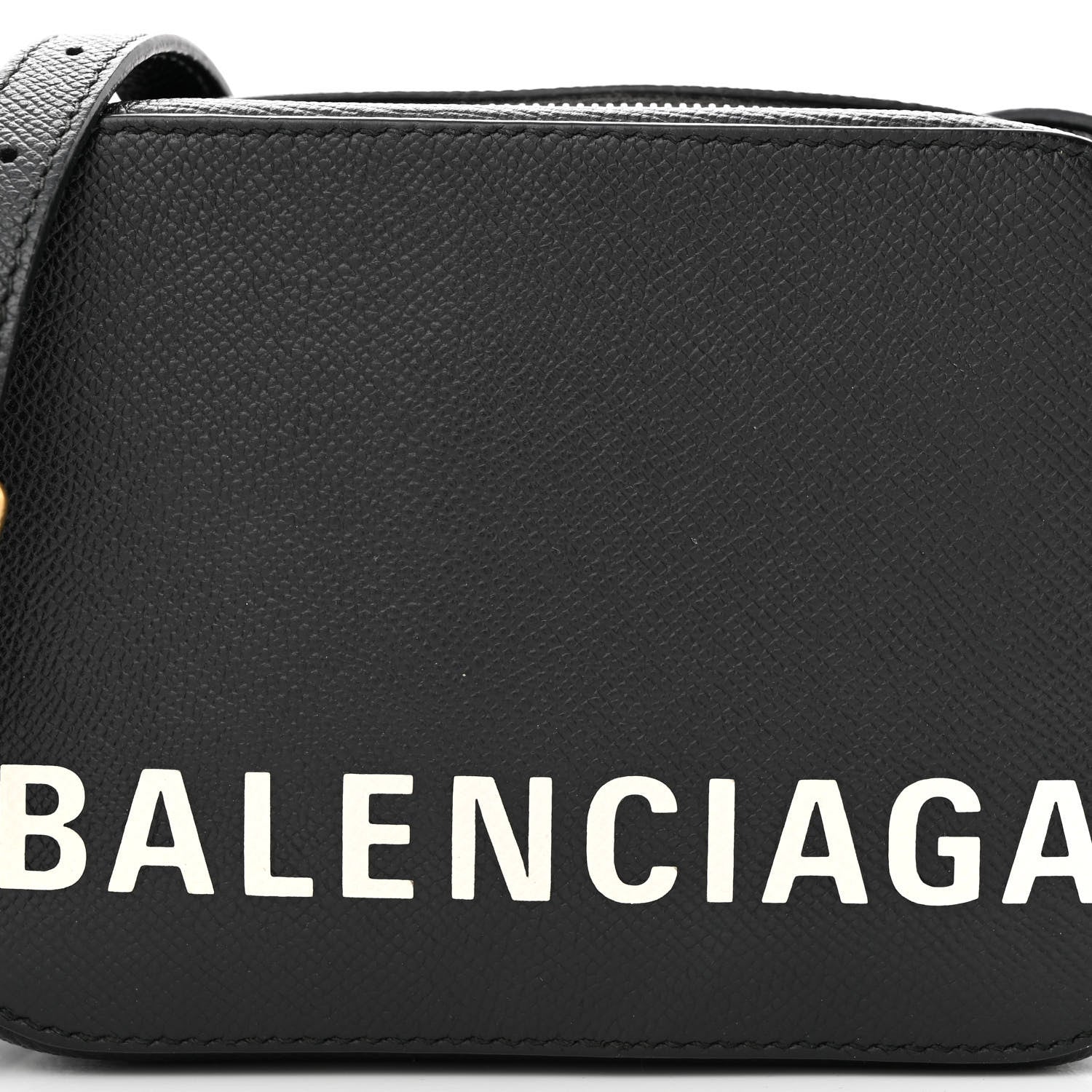 Balenciaga Signature Grained Calfskin Logo XS Ville Camera Bag Black White 8 of 12