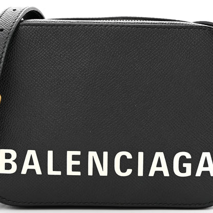 Balenciaga Signature Grained Calfskin Logo XS Ville Camera Bag Black White 8 of 12