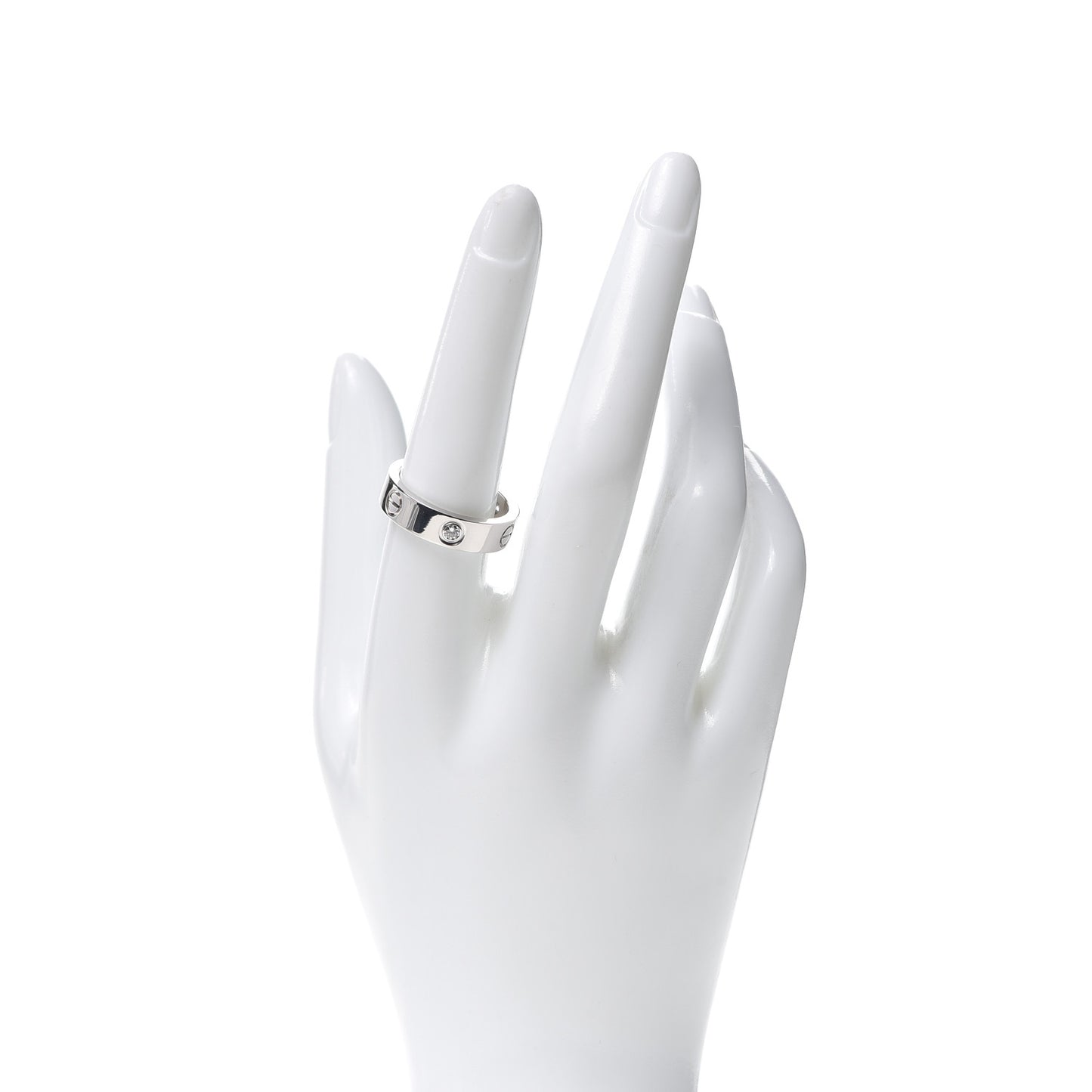 18K White Gold 3 Diamond 5.5mm LOVE Ring 57 8