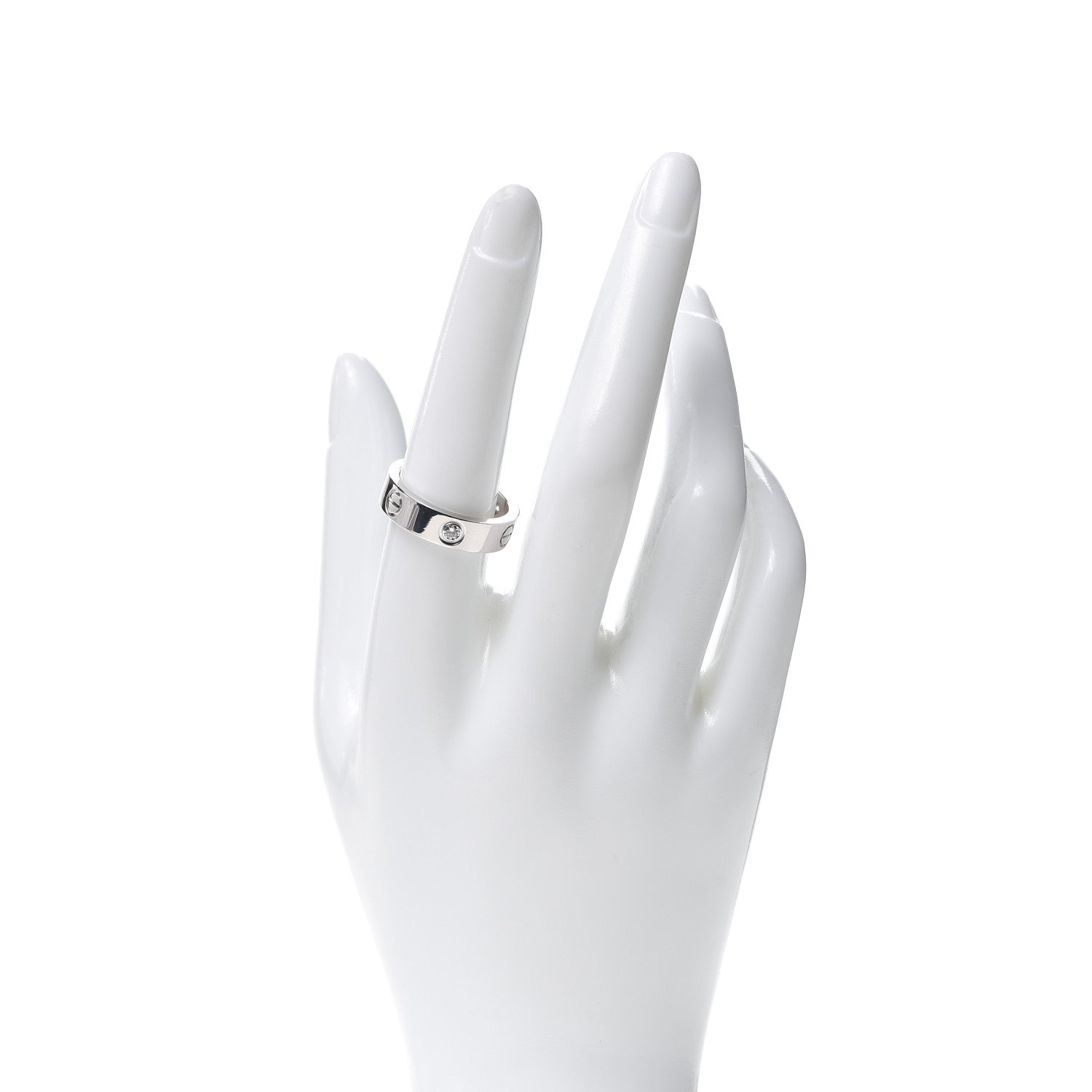 Cartier 18K White Gold 3 Diamond 5.5mm LOVE Ring 57 8 2 of 5