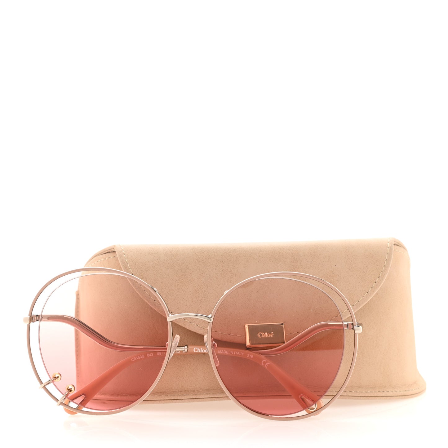 Oversize Round Sunglasses CE153S Gold Pink