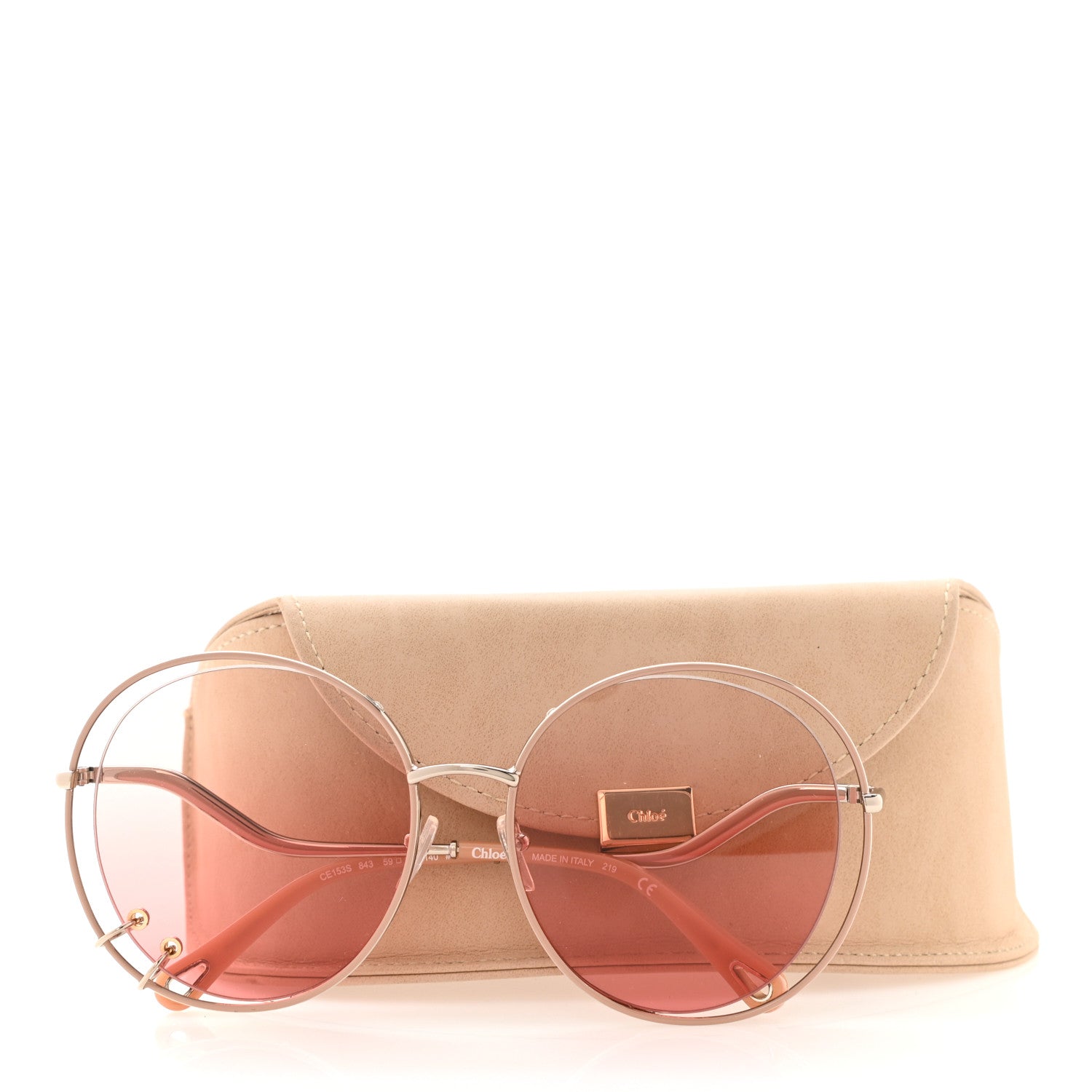 Chloe Oversize Round Sunglasses CE153S Gold Pink 7 of 7
