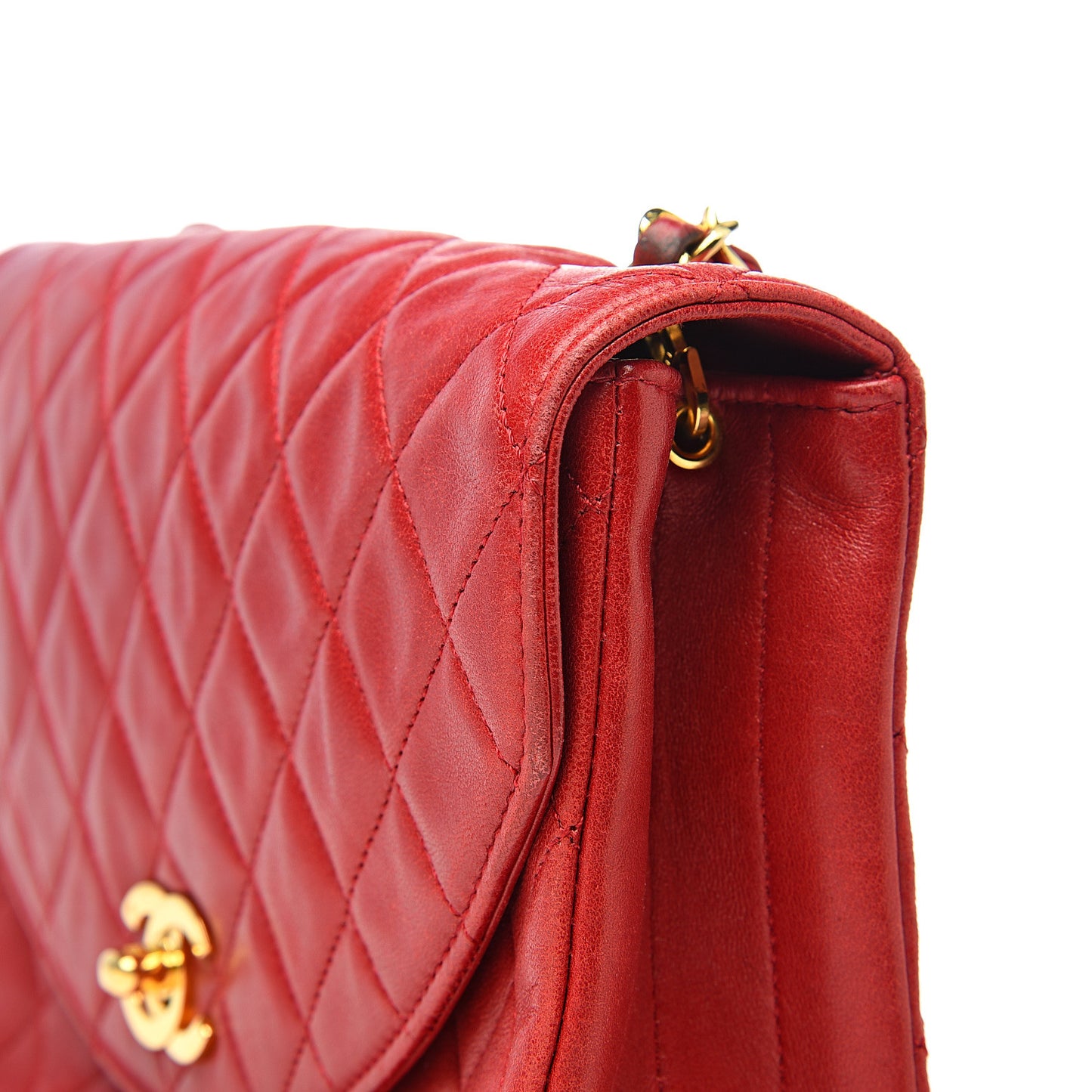 Lambskin Quilted Small Single Flap Red