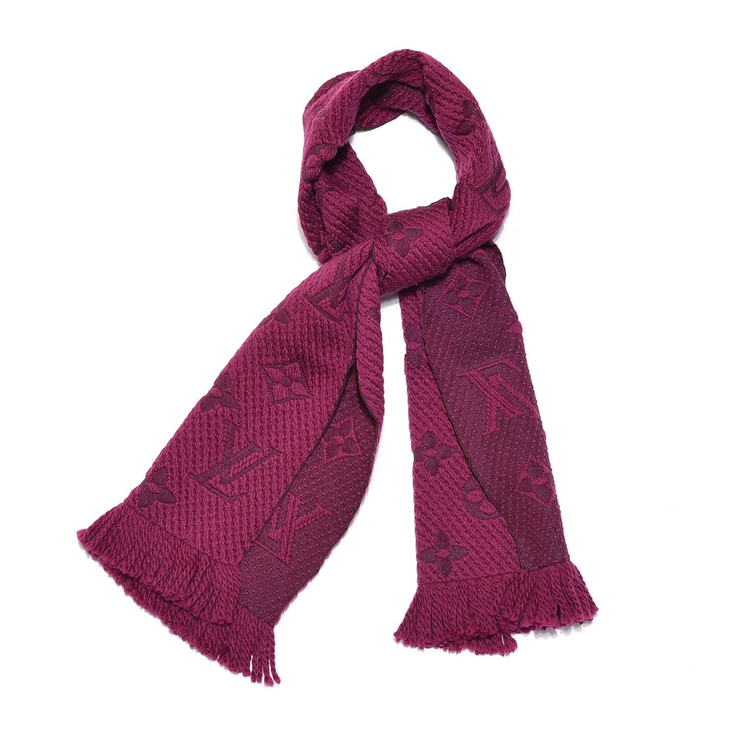 Wool Silk Logomania Scarf Cherry