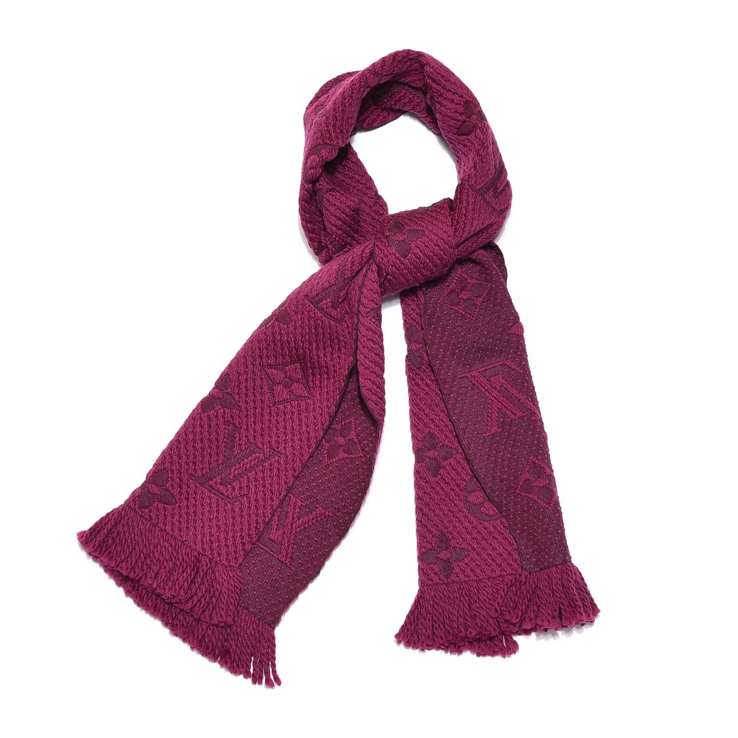 Louis Vuitton Wool Silk Logomania Scarf Cherry 1 of 4