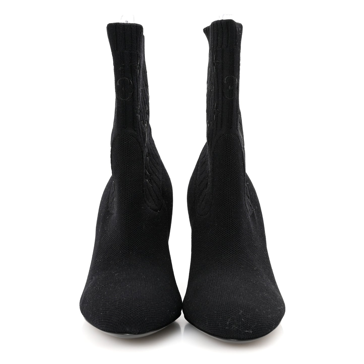 Monogram Stretch Fabric Silhouette Ankle Boots 38 Black