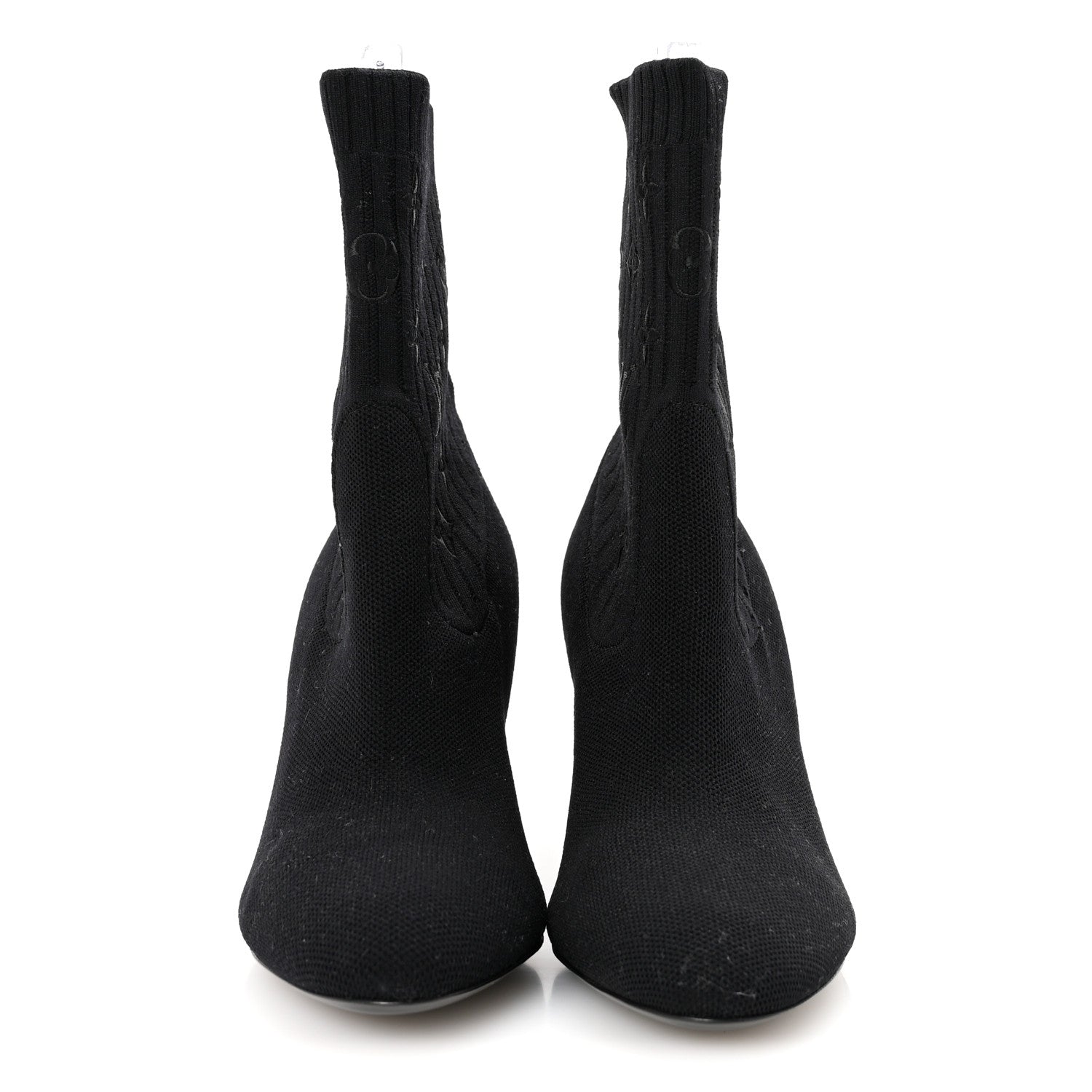 Louis Vuitton Monogram Stretch Fabric Silhouette Ankle Boots 38 Black 3 of 8