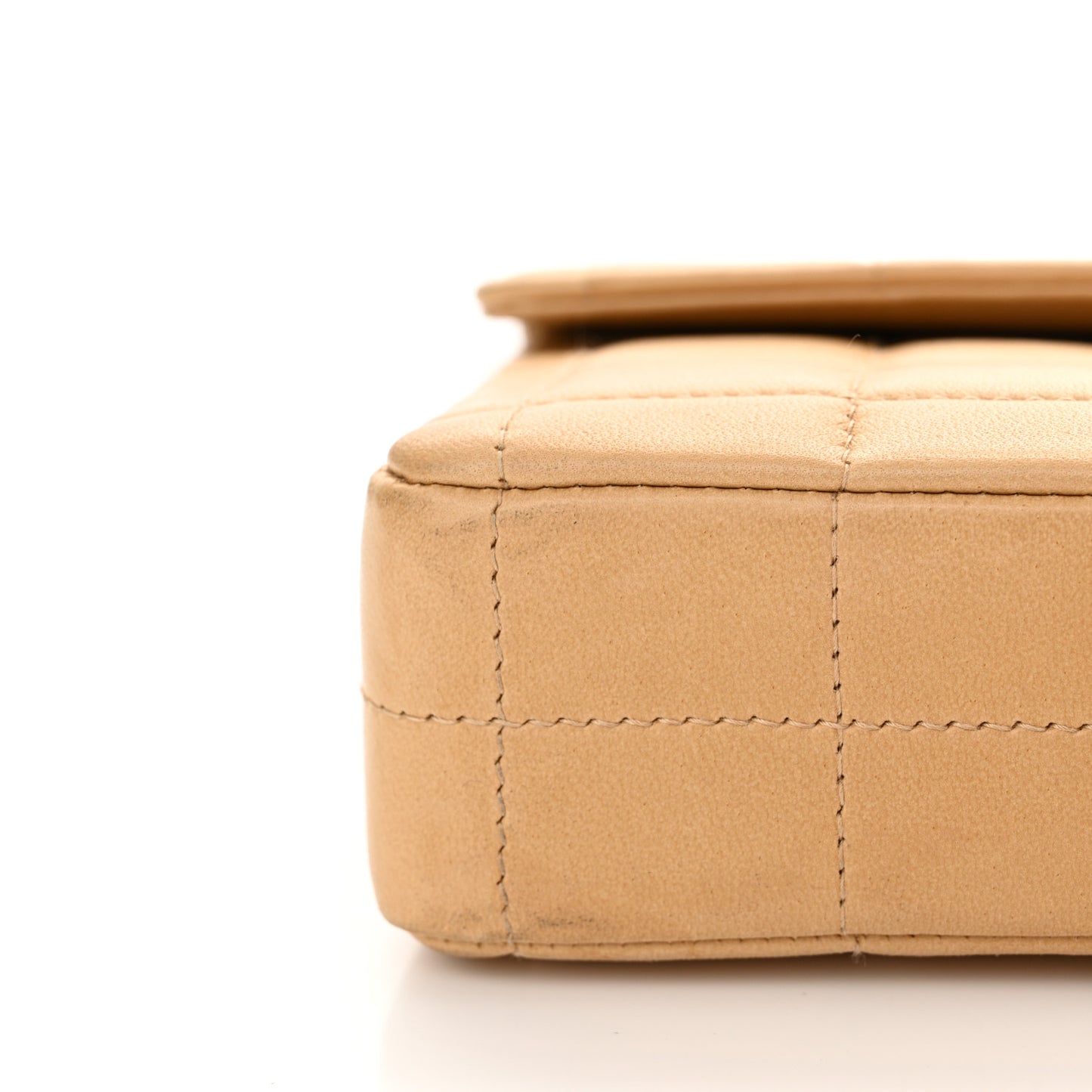 Lambskin East West Chocolate Bar Flap Beige