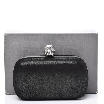 Alexander McQueen Metallic Suede Skull Box Clutch Black 9 of 9