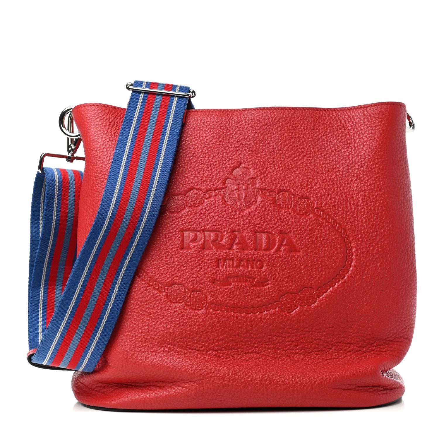 Prada Vitello Phenix Logo Hobo Rosso 1 of 10