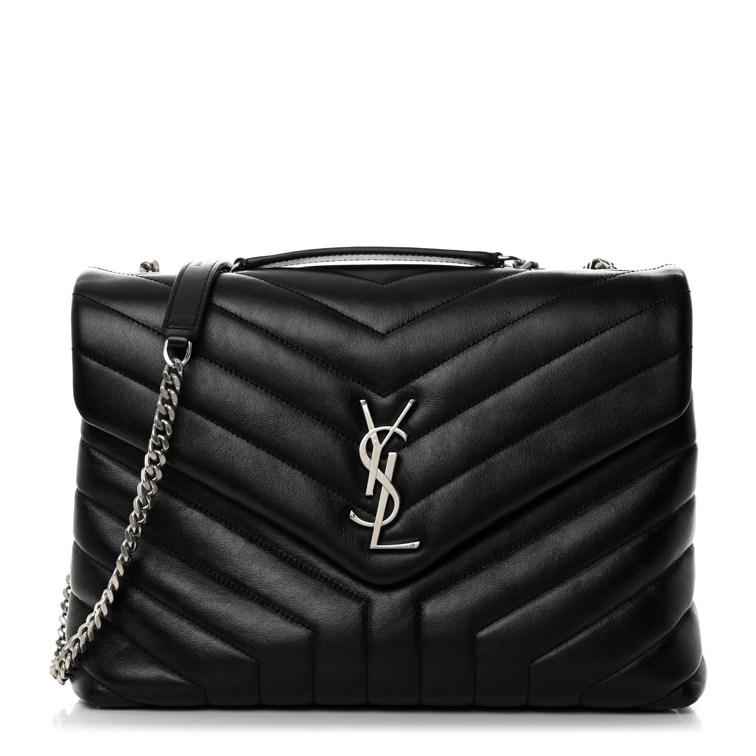 Saint Laurent Calfskin Y Quilted Monogram Medium Loulou Chain Satchel Black 1 of 11