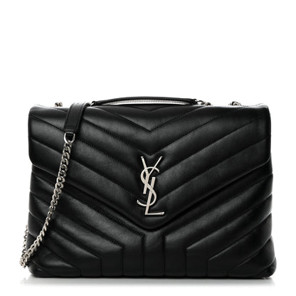Saint Laurent Calfskin Y Quilted Monogram Medium Loulou Chain Satchel Black 1 of 11