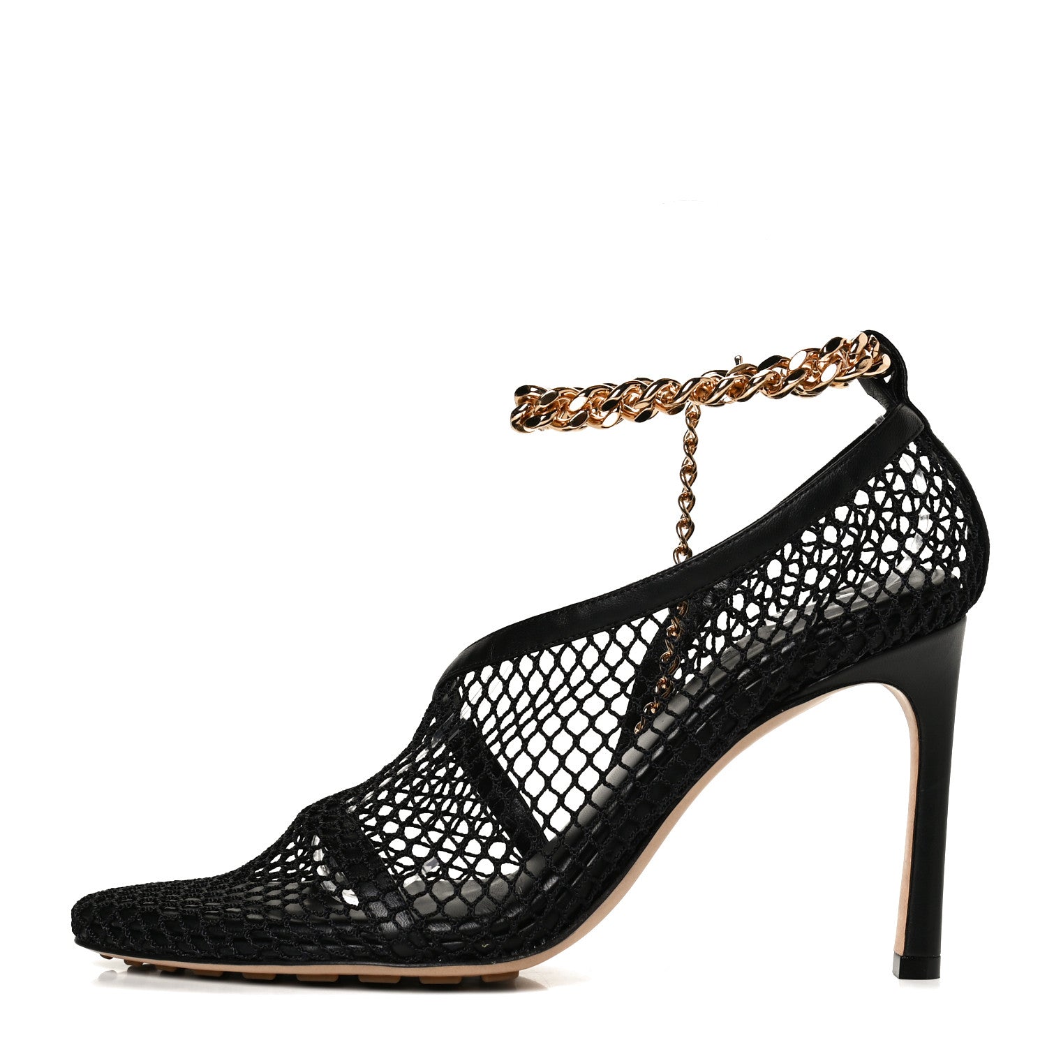 Bottega Veneta Mesh Nappa Chunky Chain Sandals 37 Black 1 of 11