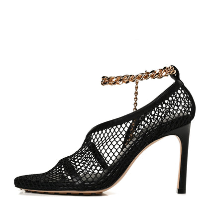 Bottega Veneta Mesh Nappa Chunky Chain Sandals 37 Black 1 of 11